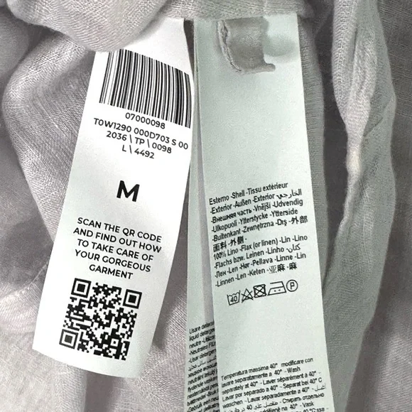 120% LINO Oversized Long 3/4 Sleeve Linen Button Down Lagenlook Top M - Picture 9 of 11